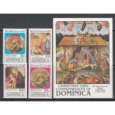 Dominica - Correo 1989 Yvert 1173/6+Hb 158 ** Mnh Navidad Pinturas de Botticelli
