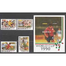 Ghana - Correo 1990 Yvert 1178/81+H.164 ** Mnh  Deportes fútbol