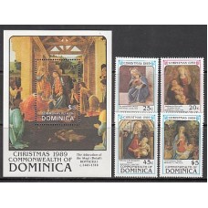 Dominica - Correo 1989 Yvert 1183/6+Hb 163 ** Mnh Navidad Pinturas de Botticelli
