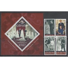 Gibraltar - Correo 2007 Yvert 1193/6+H.77 ** Mnh 60 aniv. de boda Real