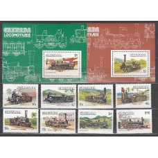 Grenada - Correo 1984 Yvert 1197/204+H.124/5 ** Mnh Trenes