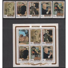 Aitutaki Correo Yvert 121/25 + H.4 ** Mnh Personaje. Wiston Churchill