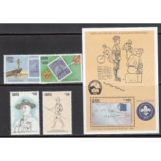 Ghana - Correo 1991 Yvert 1210/3+H.169 ** Mnh  Scoutismo