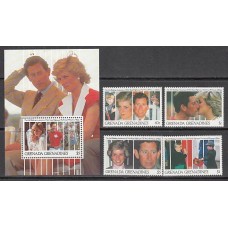 Grenada-Grenadines - Correo Yvert 1212/5+H.216 ** Mnh Boda Carlos y Diana