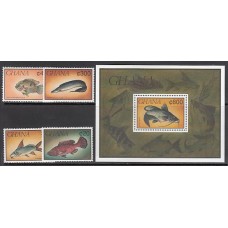 Ghana - Correo 1991 Yvert 1214/17+H.170 ** Mnh  Fauna peces