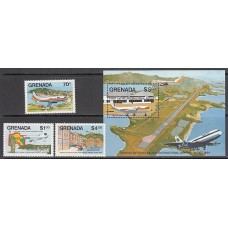 Grenada - Correo 1985 Yvert 1225/7+H.131 ** Mnh Aviación