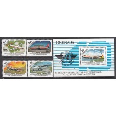 Grenada - Correo 1985 Yvert 1228/31+H.132 ** Mnh Aviación