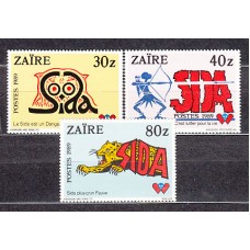 Zaire - Correo Yvert 1248/50 ** Mnh  Lucha contra el SIDA