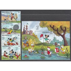 Maldives - Correo Yvert 1250/3+H.165 ** Mnh  Walt Disney