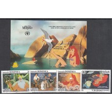 Dominica - Correo 1991 Yvert 1279/82+Hb 183 ** Mnh Walt Disney