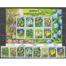 Jersey - Correo 2006 Yvert 1294/30+H.72 ** Mnh Flores