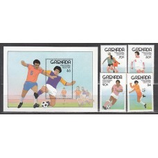 Grenada - Correo 1986 Yvert 1308/11+H.145 ** Mnh Deportes fútbol