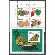 Salvador - Correo 1997 Yvert 1311/4 + H 42 ** Mnh  Frutas