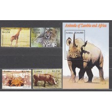 Zambia - Correo Yvert 1311/4+H 112 ** Mnh   Fauna