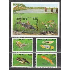 Sierra Leona - Correo Yvert 1314/7+Hb 150 ** Mnh  Fauna peces