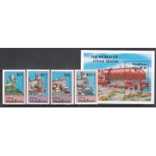 Maldives - Correo Yvert 1315/8+H.182 ** Mnh  Trenes