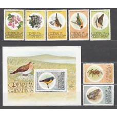 Grenada-Grenadines - Correo Yvert 132/8+H.17 ** Mnh Fauna y flora