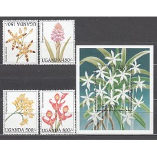 Uganda - Correo Yvert 1339/42+H 236 ** Mnh  Flores