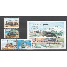 Maldives - Correo Yvert 1364/7+H.196 ** Mnh Trenes