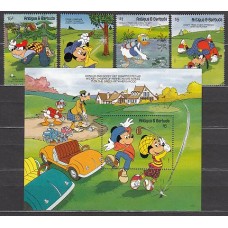 Antigua Correo Yvert 1387/90+Hb 212 ** Mnh Walt Disney