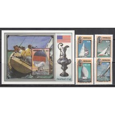 Grenada - Correo 1987 Yvert 1389/92+H.166 ** Mnh Barcos