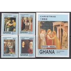 Ghana - Correo 1992 Yvert 1406/9+H.203 ** Mnh  Navidad