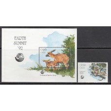 Ghana - Correo 1992 Yvert 1425+H.209 ** Mnh  Fauna