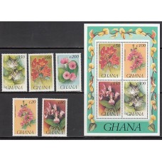 Ghana - Correo 1992 Yvert 1431/5+H.210 ** Mnh  Flores