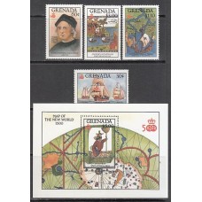 Grenada - Correo 1987 Yvert 1443/6+H.177 ** Mnh Descubrimiento de América