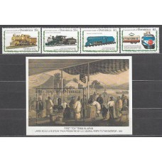 Dominica - Correo 1992 Yvert 1445/8+Hb 218 ** Mnh Trenes