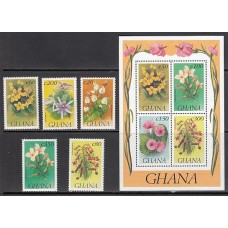 Ghana - Correo 1993 Yvert 1449/53+H.213 ** Mnh  Flores