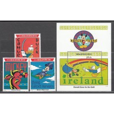 Maldives - Correo Yvert 1452/4+H.214 ** Mnh  Walt Disney