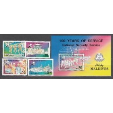 Maldives - Correo Yvert 1467/70+H.217 ** Mnh