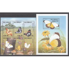 Mozambique - Correo Yvert 1468/73+Hb 37 ** Mnh  Fauna mariposas