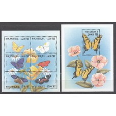 Mozambique - Correo Yvert 1482/7+Hb 39 ** Mnh  Fauna mariposas