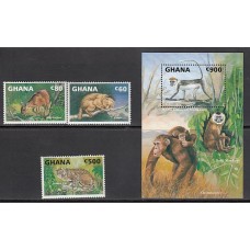 Ghana - Correo 1993 Yvert 1486/9+H.225 ** Mnh  Fauna
