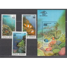 Indonesia - Correo 1997 Yvert 1518/20+Hb 116 ** Mnh  Fauna marina