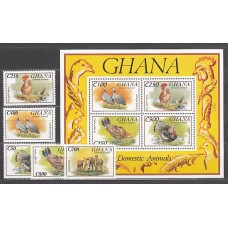 Ghana - Correo 1993 Yvert 1532/6+H.237 ** Mnh  Fauna
