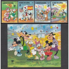 Grenada - Correo 1988 Yvert 1542/5+H.191 ** Mnh Walt Disney