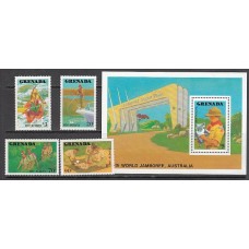 Grenada - Correo 1988 Yvert 1546/9+H.192 ** Mnh Scouts