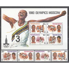 Tanzania - Correo Yvert 155/8+H.23 ** Mnh  Olimpiadas de Moscu