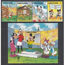 Grenada - Correo 1988 Yvert 1550/3+H.193 ** Mnh Walt Disney