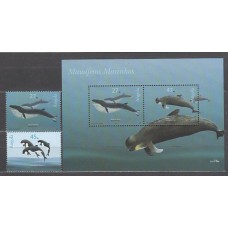 Angola Correo Yvert 1557/8+Hb 106 ** Mnh  Fauna cetaceos