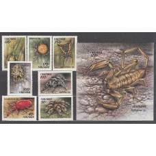 Tanzania - Correo Yvert 1585/91+H 239 ** Mnh  Fauna insectos