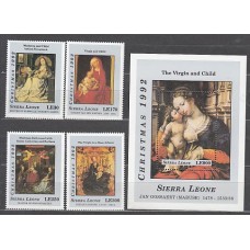 Sierra Leona - Correo Yvert 1588/91+Hb 201 ** Mnh  Navidad. Pinturas