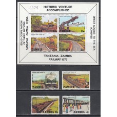 Zambia - Correo Yvert 160/3+H 4 ** Mnh   Trenes