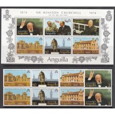 Anguilla Correo Yvert 161/66+Hb 5 ** Mnh Winston Churchill