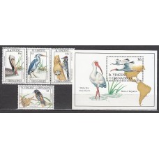 San Vicente - Correo Yvert 1636/9+H.193 ** Mnh Fauna aves