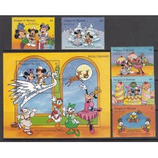 Antigua Correo Yvert 1642/6+Hb 276 ** Mnh Navidad Walt Disney