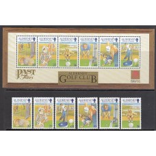 Alderney Correo Yvert 174/9+H.10 ** Mnh Deportes golf